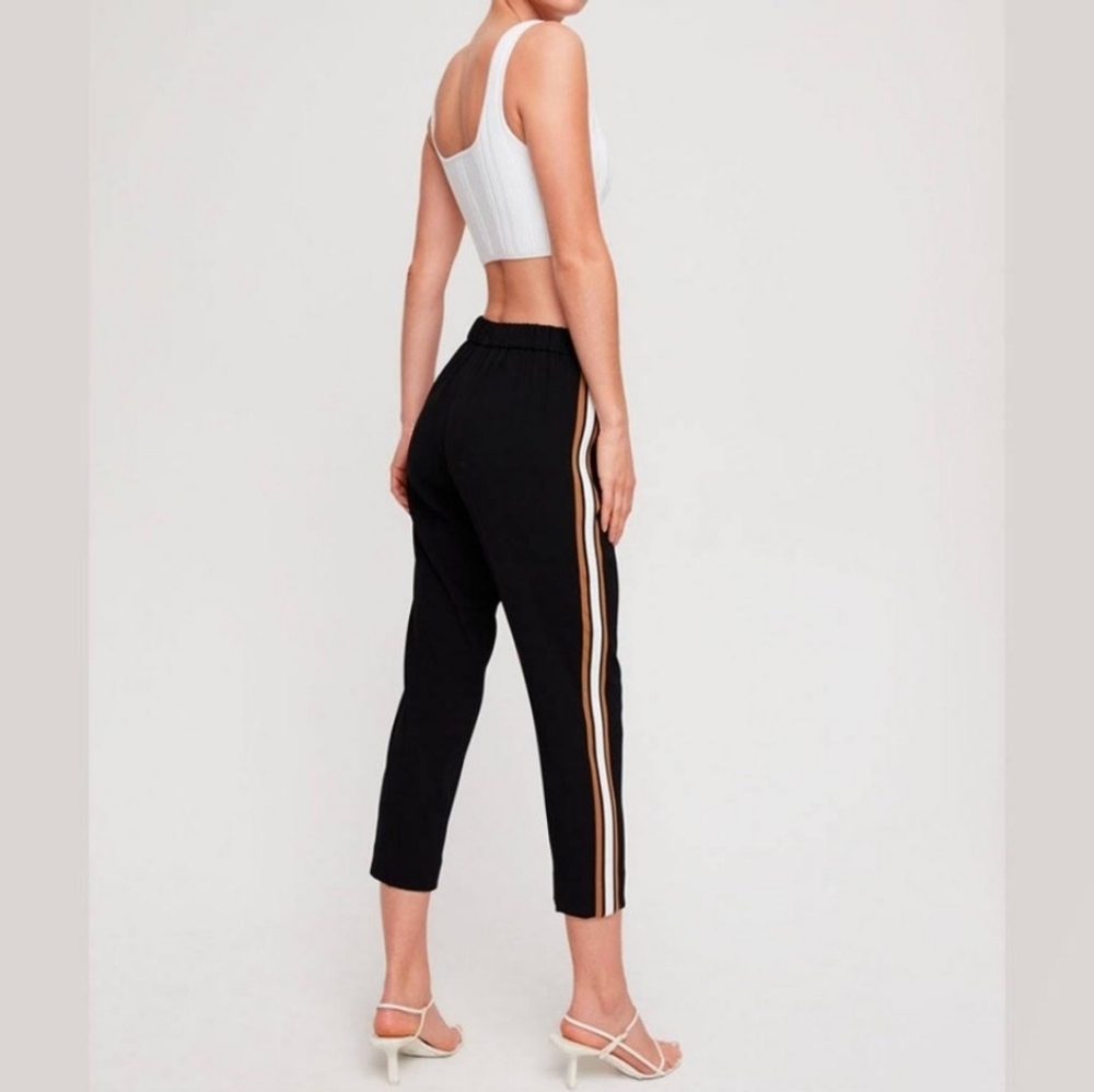 Babaton Womens Conan Trouser Pants W/ Side‎ Stripe Sz 6 Black Mid-Rise Pull On